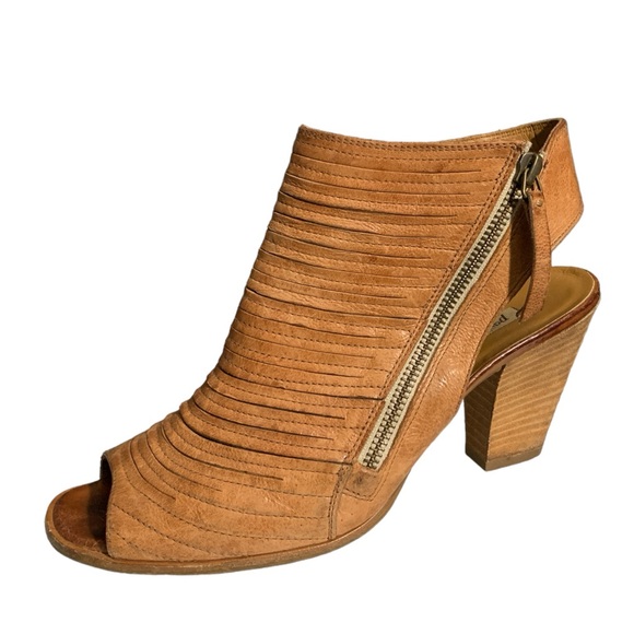 PAUL GREEN Cayanne Tan Leather Peep Toe Sandals - Picture 4 of 7